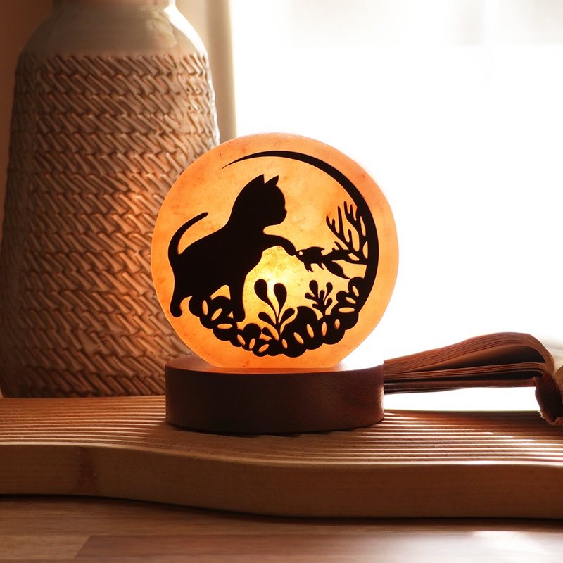 潛夢之旅 I 小剪影 I 玫瑰款 l 鹽燈 l 貓系列 l 擺飾 夜燈 - 裝飾/擺設  - 玉石 