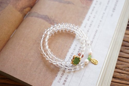 Angel's tears 天使之淚 Jewelry Design 5mm天然原礦白水晶 碧玉中國結設計多圈手串項鍊