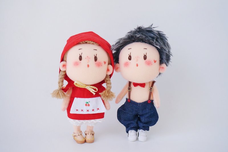 AN DOLL 原創手作布娃娃文藝禮物-小紅帽與大灰灰 - 公仔模型 - 棉．麻 
