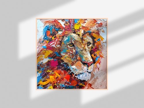 2025年 お歳暮・冬ギフト特集 ライオン絵画動物オリジナルアートアフリカの動物厚塗り壁アート 絵画