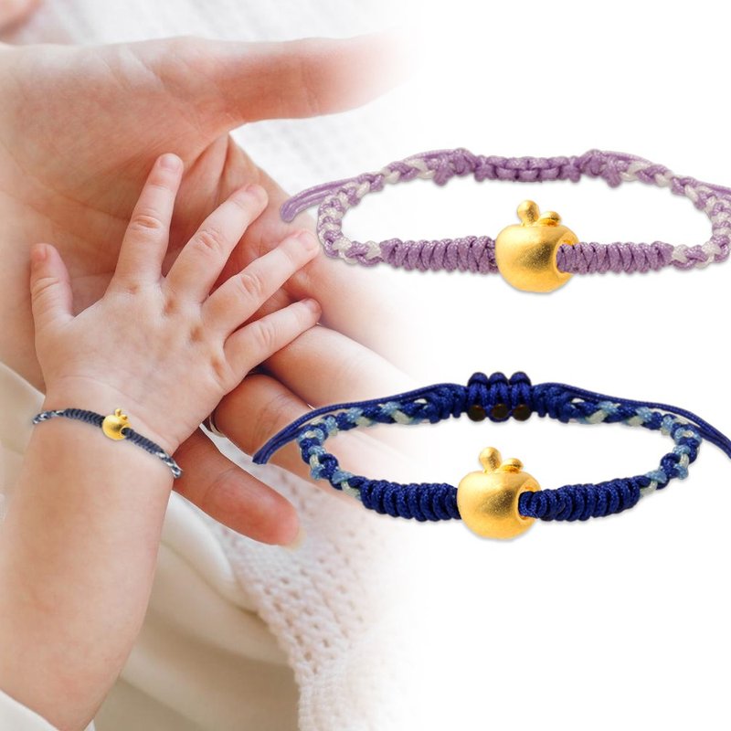 [Children's Painted Gold Jewelry] Choose 1 from 2 Ping Ping An An HAPPY TO U Children's Series Bracelet (Moon Gold Jewelry) - Baby Gift Sets - 24K Gold Gold