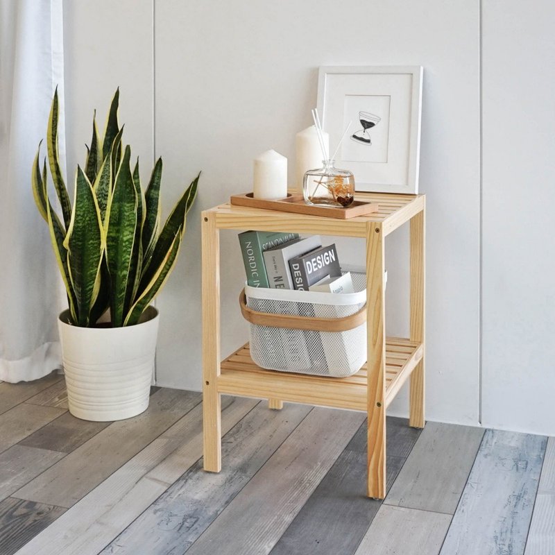 Korean ins style pine wood storage rack-small/bedside table/Christmas gift - Shelves & Baskets - Other Metals Khaki