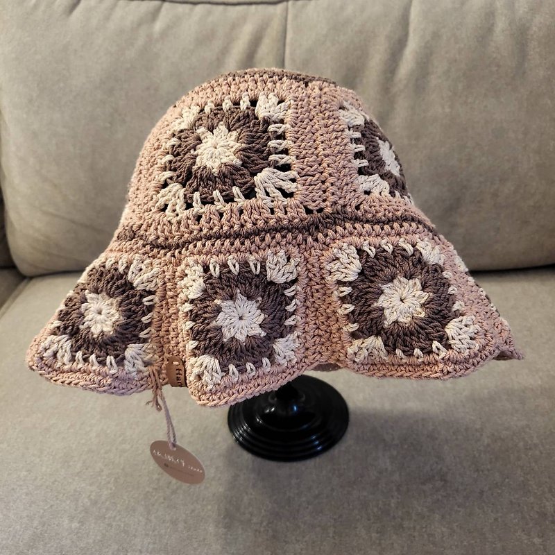 純棉手工編織雙層拼接編織漁夫帽多色  可客製化 - 帽子 - 棉．麻 