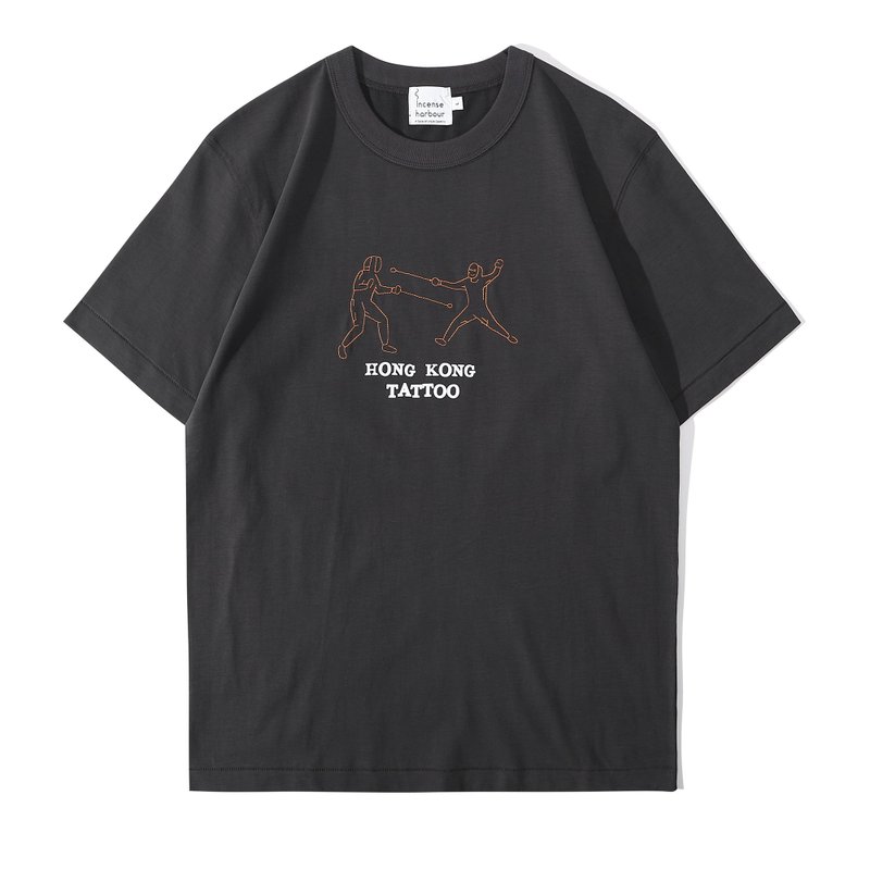 Incense Harbour Hong Kong Tatto 刺繡棉質 T-shirt  - 擊劍 T恤 - 帽T/大學T - 棉．麻 灰色