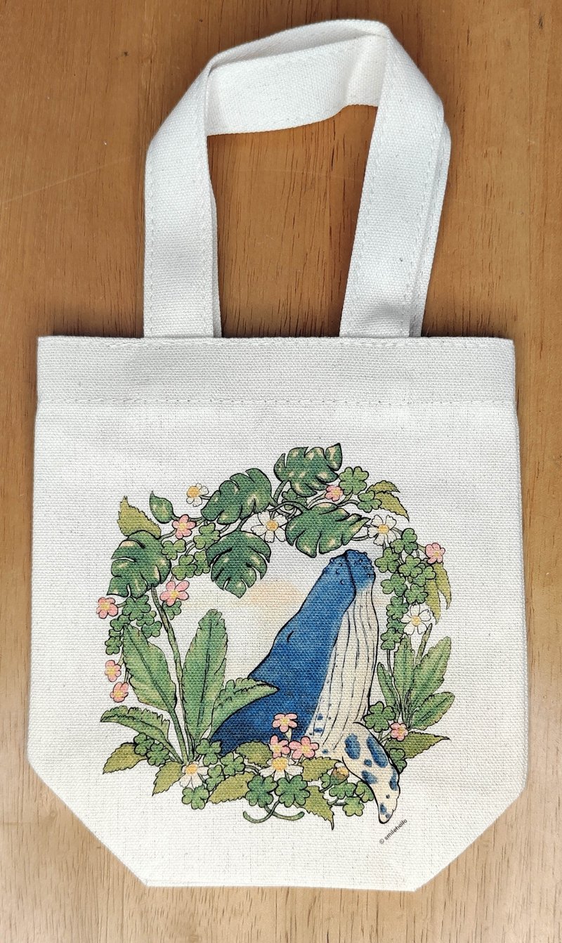 Beverage bag/canvas bag/reusable bag/carrying bag/shoulder bag whale sunset wreath (can hold hand shake drinks) - กระเป๋าถือ - วัสดุอื่นๆ หลากหลายสี