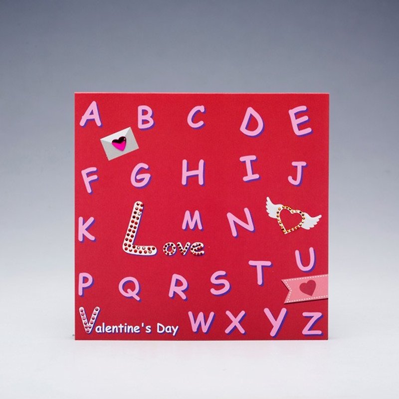 【GFSD】Rhinestone Boutique-Handmade Letters Blessing Valentine's Day Card - การ์ด/โปสการ์ด - กระดาษ สีแดง