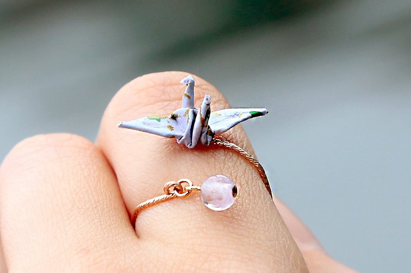 Mini Paper Crane Crystal Ring (Lavender)-Valentine's Day Gift - General Rings - Paper Purple