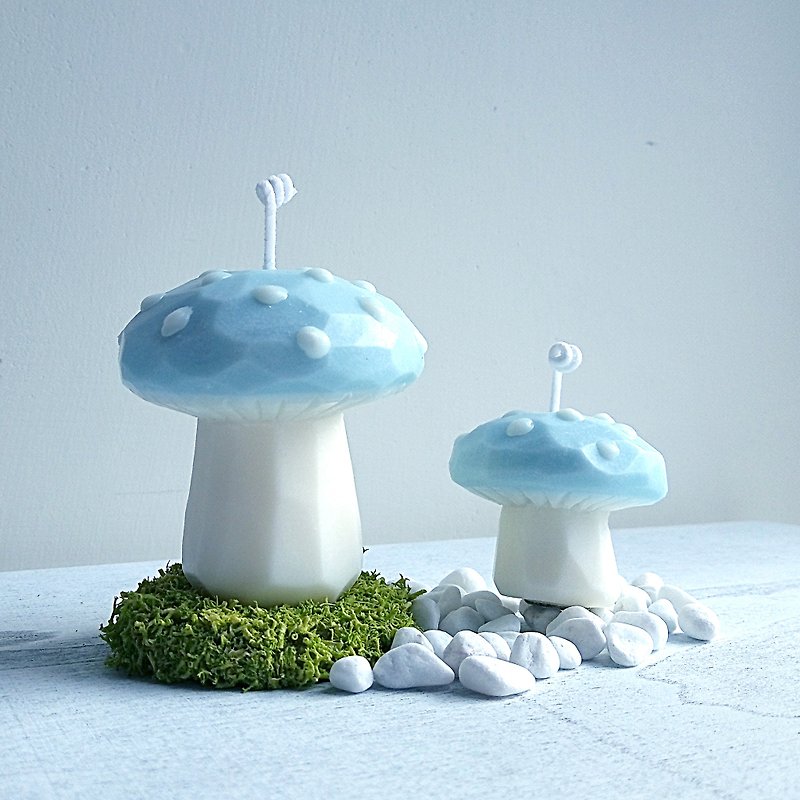 Mushroom 蘑菇 全人手切割 天然大豆香氛蠟燭 森林朋友 生日禮物 - 香氛蠟燭/燭台 - 蠟 藍色