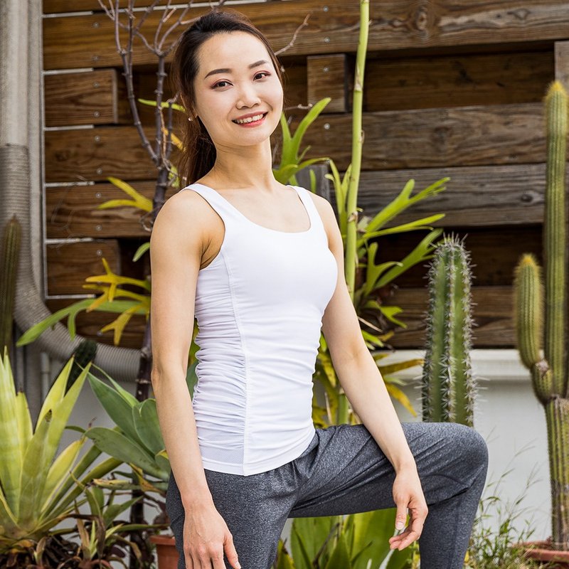 【NAMASTE】Michelle 抽皺修身瑜珈服 - 白 - 瑜珈服/瑜珈褲 - 尼龍 白色
