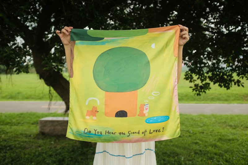 | Do you hear the sound of love? | Illustration scarf - ตกแต่งผนัง - ไฟเบอร์อื่นๆ สีเขียว