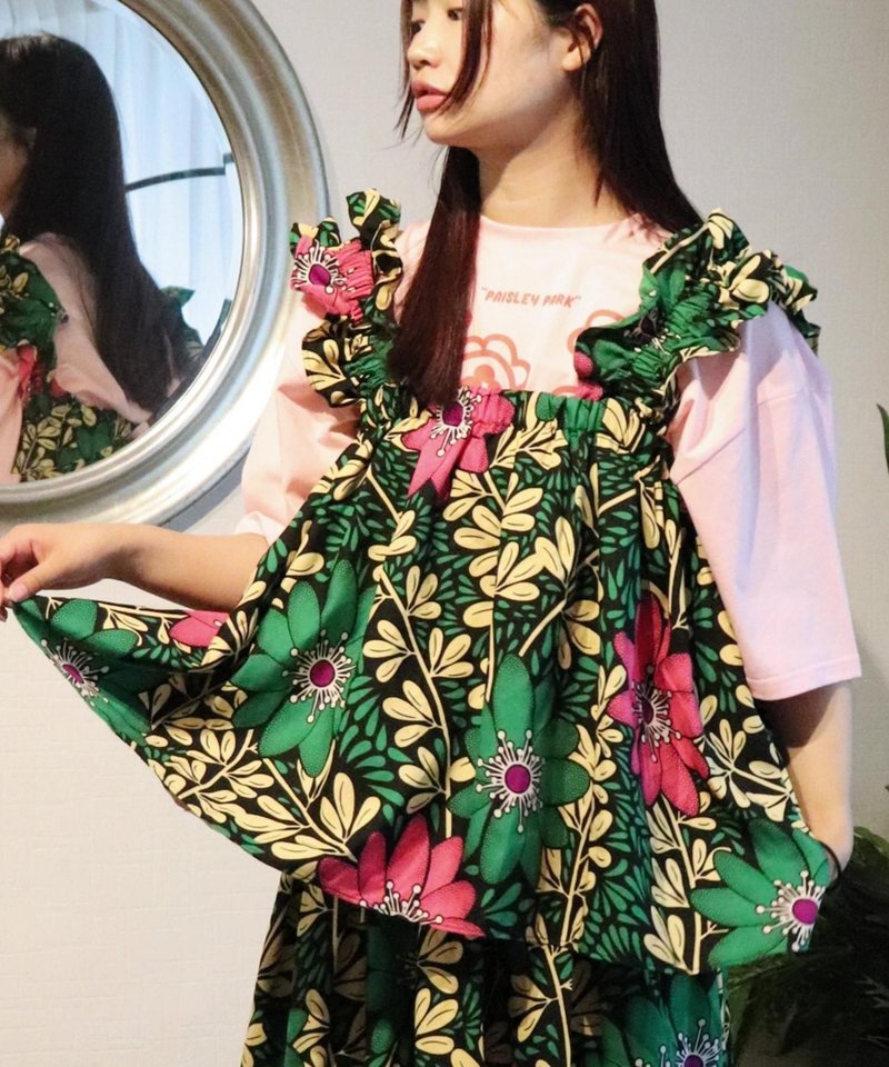 SHOULDER FRILL CAMI BUSTIER 145/VINE - 女上衣/長袖上衣 - 聚酯纖維 綠色