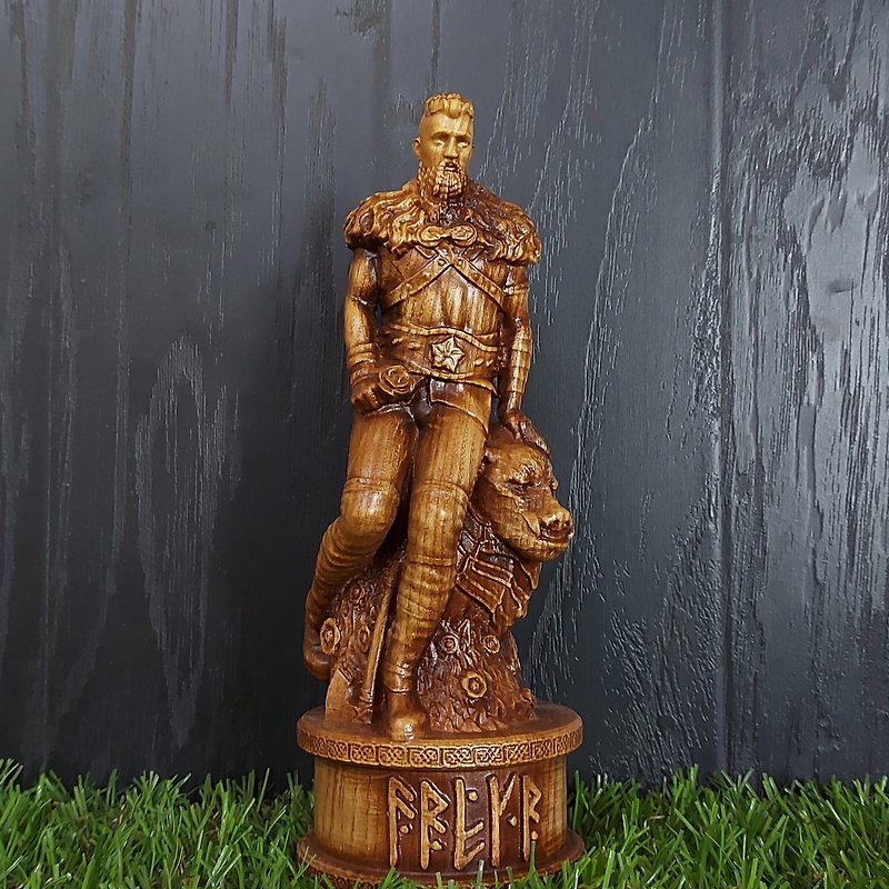 Statue Of Viking Freier Pagan God For Pagans Asatru Home Altar 設計館 Veleswoodcarving 玩偶公仔 6656