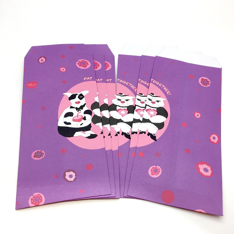 Liuliu Big Fat Meow Dog Red Envelope Bag/Pack of 6 - ถุงอั่งเปา/ตุ้ยเลี้ยง - กระดาษ สีม่วง