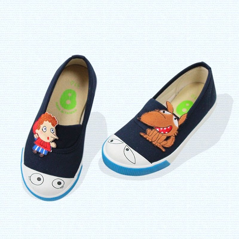 Classic simple slip-on with eyes for toddlers color Deep blue - รองเท้าเด็ก - วัสดุอื่นๆ สีน้ำเงิน