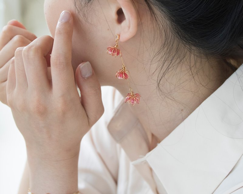 Hunghua-No.33 - Earrings & Clip-ons - Resin Red
