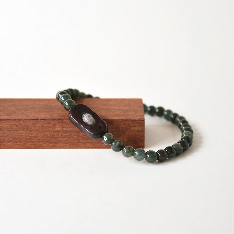 Handmade Jade beads with sandalwood Tourmaline Pendant Bangles, Bracelet - Bracelets - Gemstone Multicolor