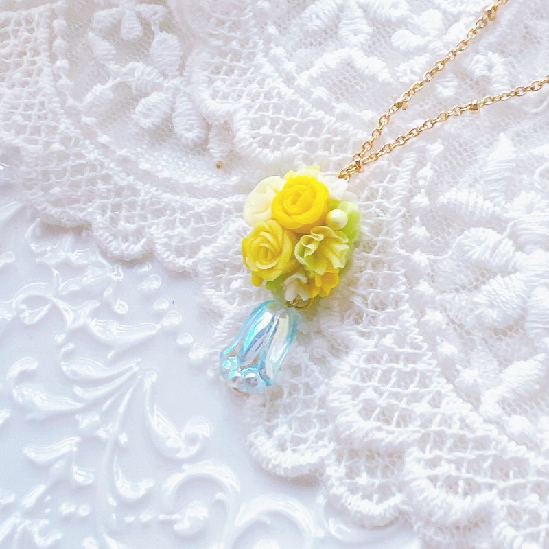 花嫁 手作 粘土花 項鍊 頸鏈 婚禮打扮 結婚禮物 姊妹 優雅 花嫁 - 項鍊 - 黏土 黃色