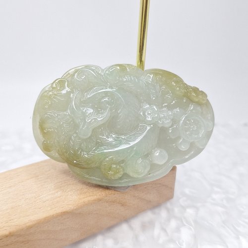 緣圓翡翠 溫潤老種冰潤手工雕刻吊睡狐狸墜 |天然緬甸玉A貨翡翠