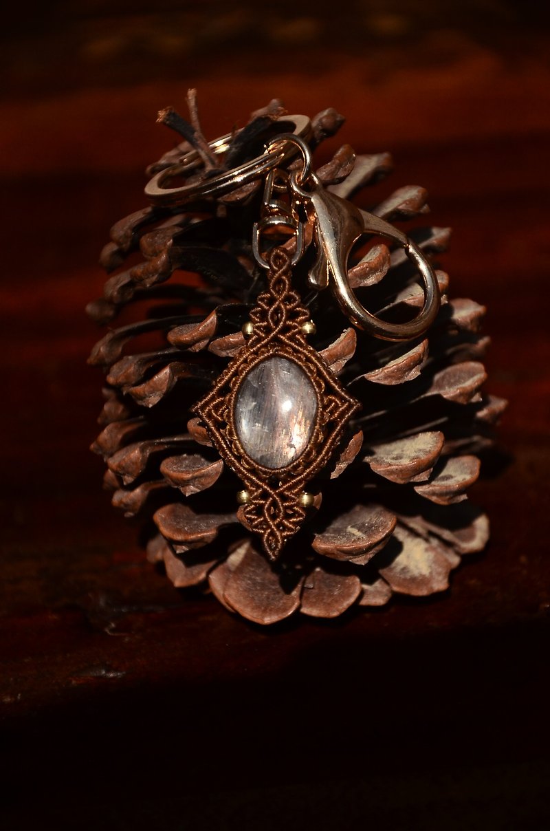 Sunstone  Stone Macrame Keychain - Necklaces - Gemstone Brown