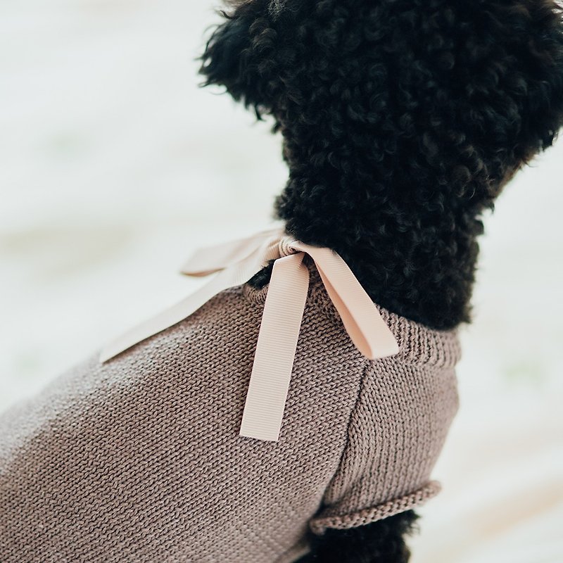 [Tail and me] pet clothes bow sweater red brown - Clothing & Accessories - Cotton & Hemp Multicolor