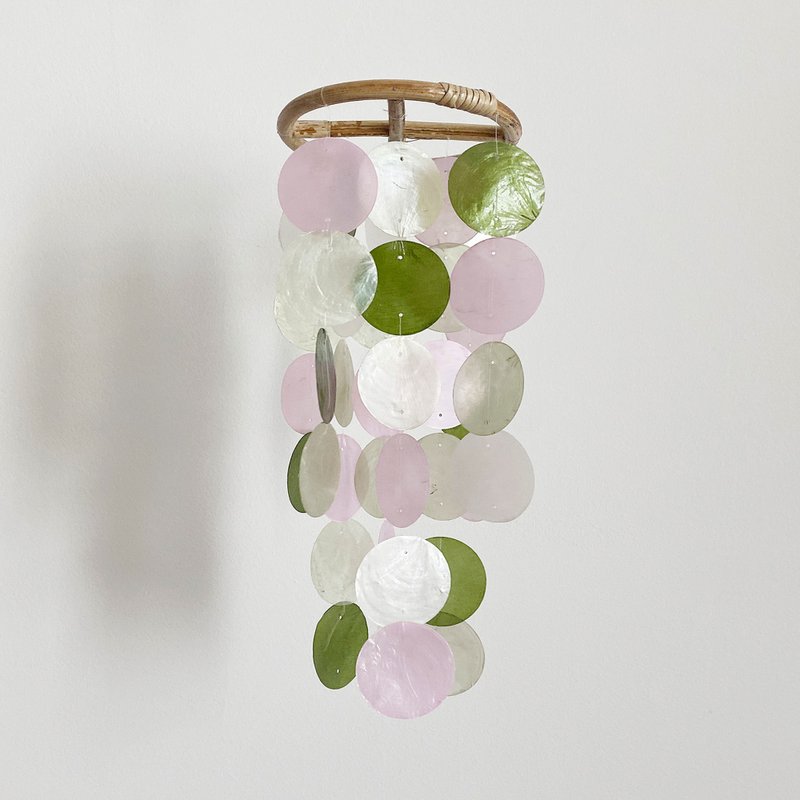 DIY-KIT| Lisbon Boutique-Green, Pink-Circle(S)| Shell Wind Chime Mobile |#0-375 - 其他 - 貝殼 綠色