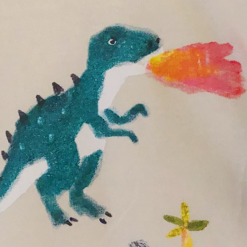 Big Dinosaur short sleeve Top T-shirt - T 恤 - 棉．麻 多色