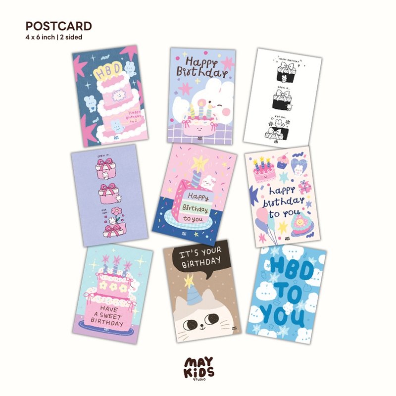 Postcard Happy Birthday - 卡片/明信片 - 紙 粉紅色