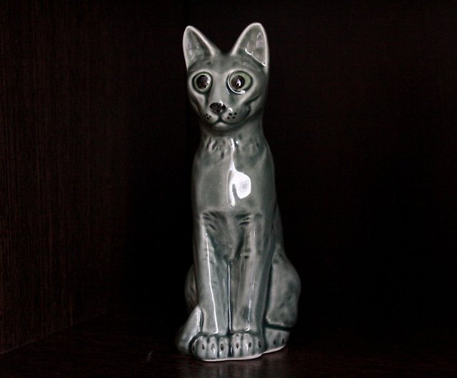 手作りのロシアンブルーの猫の置物陶器、彫像磁器 - ショップ ArtDogs