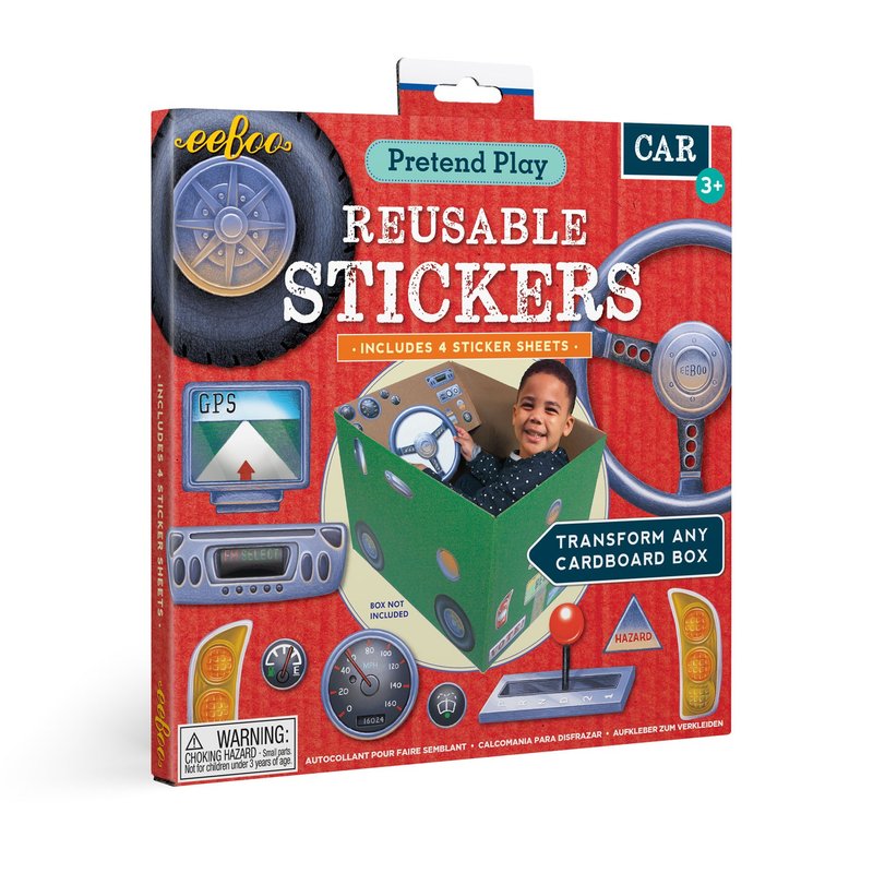 eeBoo 角色扮演貼紙 — Pretend Play Stickers Car 車子 - 拼圖 - 塑膠 多色