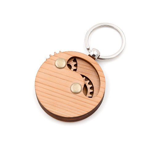 芬多森林 台灣檜木齒輪鑰匙圈|免費刻字刻圖能隨時與您旋轉互動的舒壓小物