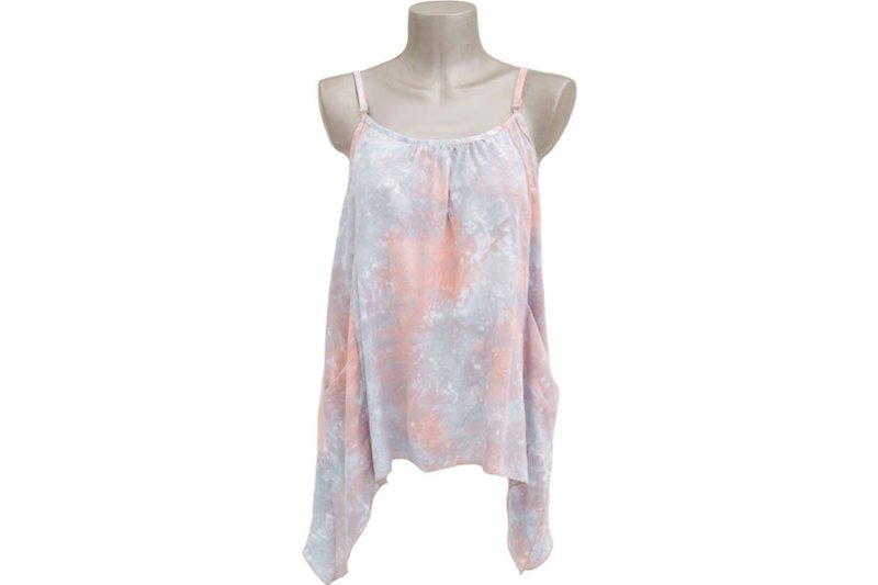 Cute uneven dyed! Camisole Irregular hem Tops <Peach gray> - เสื้อผู้หญิง - วัสดุอื่นๆ สึชมพู