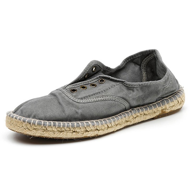 Spanish handmade canvas shoes / 620E espadrilles slippers / women's style / 623 washed gray - รองเท้าลำลองผู้หญิง - ผ้าฝ้าย/ผ้าลินิน สีเทา