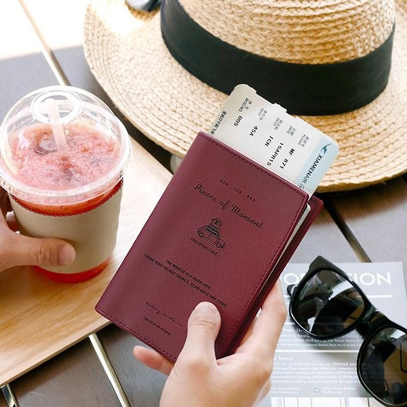 Iconic-Flight Diary Passport Cover - Wine Red, ICO86840 - Passport Holders & Cases - Plastic Red
