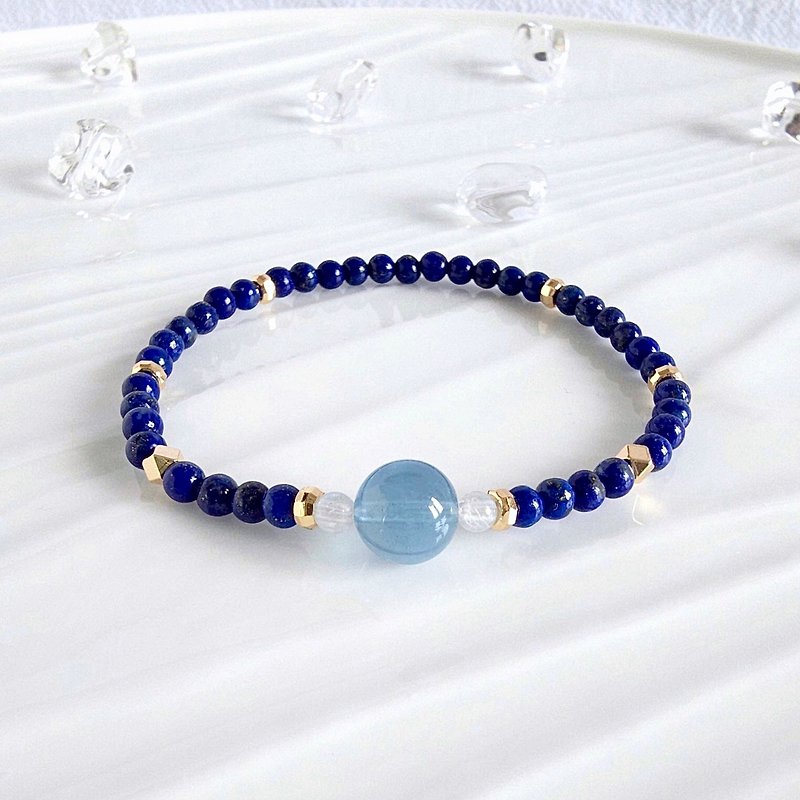 Aquamarine, Lapis Lazuli & Moonstone Healing Crystal Bracelet For Women - Bracelets - Crystal Blue