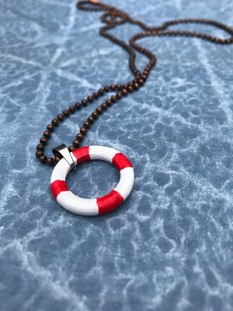 Necklace ∞ 徜 徉 mini sea - สร้อยคอ - ไม้ สีแดง