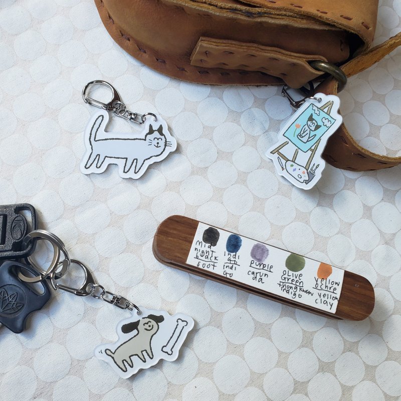 Meow dog - Acrylic key ring - Keychains - Plastic Multicolor