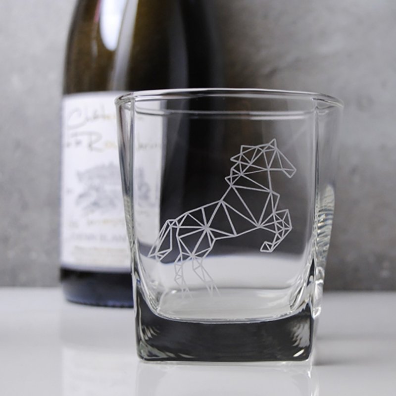 295cc [Nordic Geometric Horse] Mythical Story Whiskey Cup Customized Zodiac - Bar Glasses & Drinkware - Glass Transparent