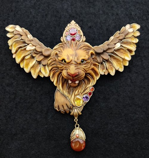 Lorentina Saint Mark Lion brooch, Lion of Venice brooch, Winged Lion Jewelry, Lion brooch