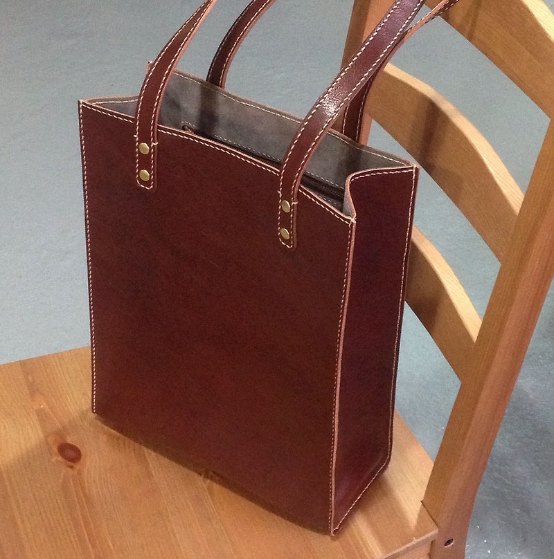 Japanese Tote Bag_Extended Caramel Brown in Early Autumn - Handbags & Totes - Genuine Leather Brown