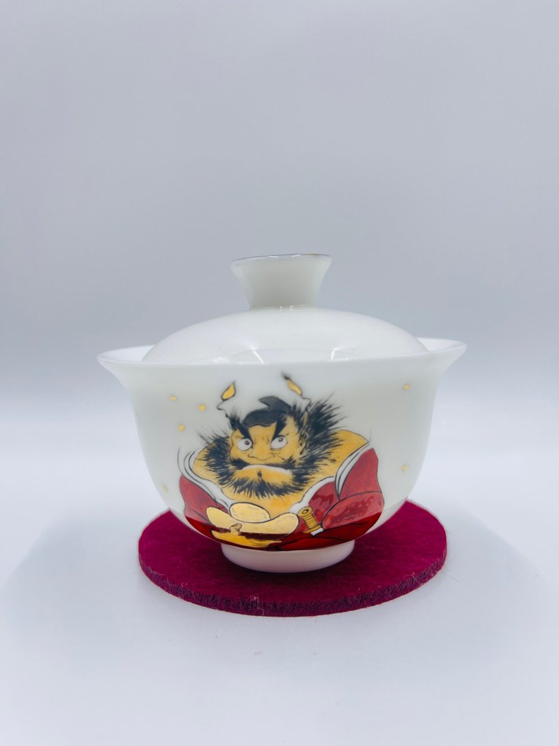 鐘馗人物蓋碗 - 茶壺/茶杯/茶具 - 瓷 白色