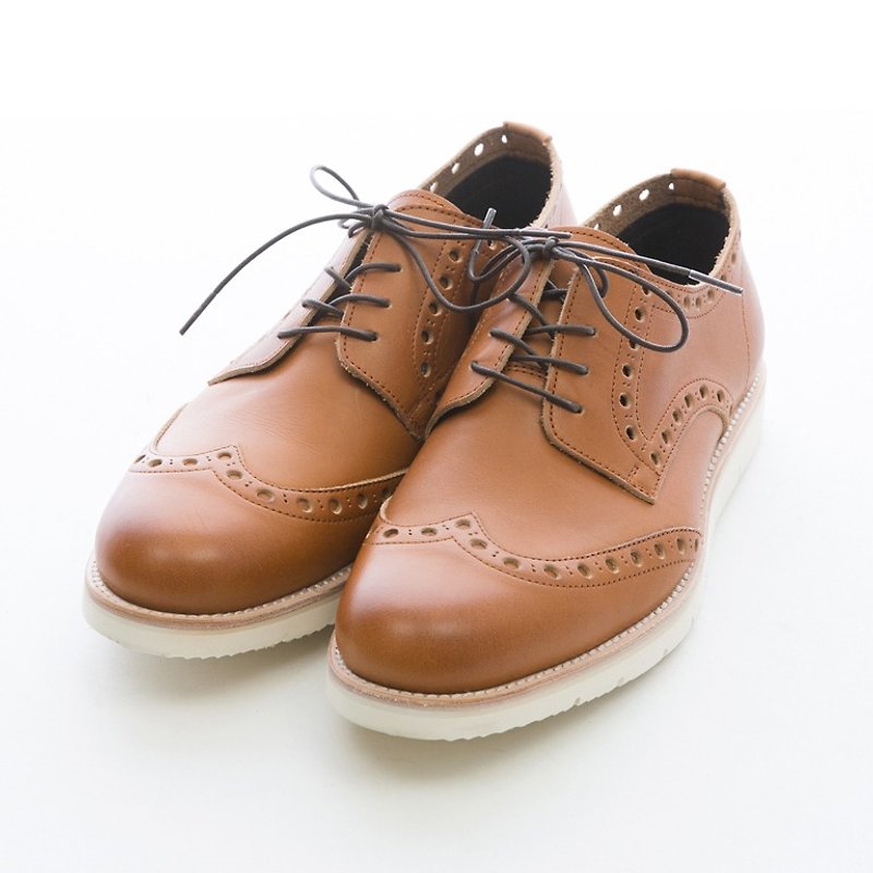 ARGIS Super Lightweight Carved Low Tube Casual Leather Shoes #31117 Coffee-Handmade in Japan - Men's Leather Shoes - Genuine Leather Brown