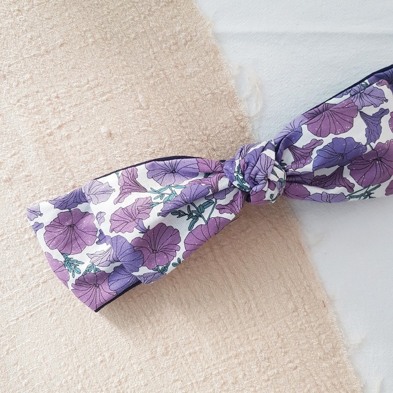 Violet Korean cloth bow headband - ที่คาดผม - ผ้าฝ้าย/ผ้าลินิน สีม่วง