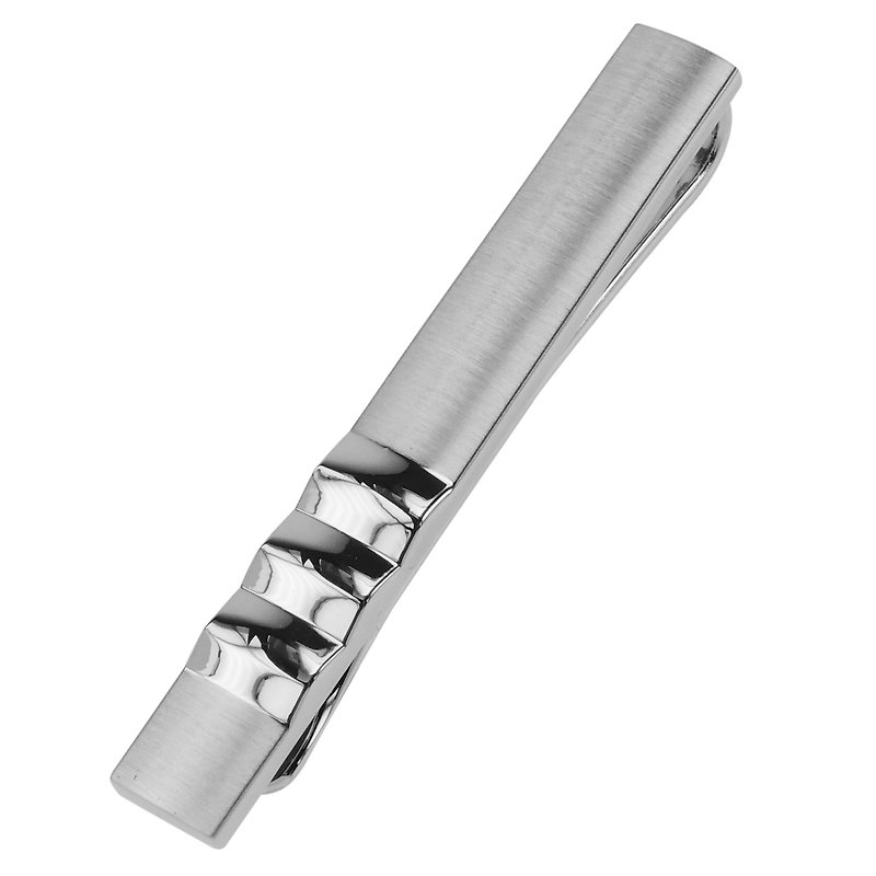 50mm Silver Chevon Design Tie Clips - Ties & Tie Clips - Other Metals Silver