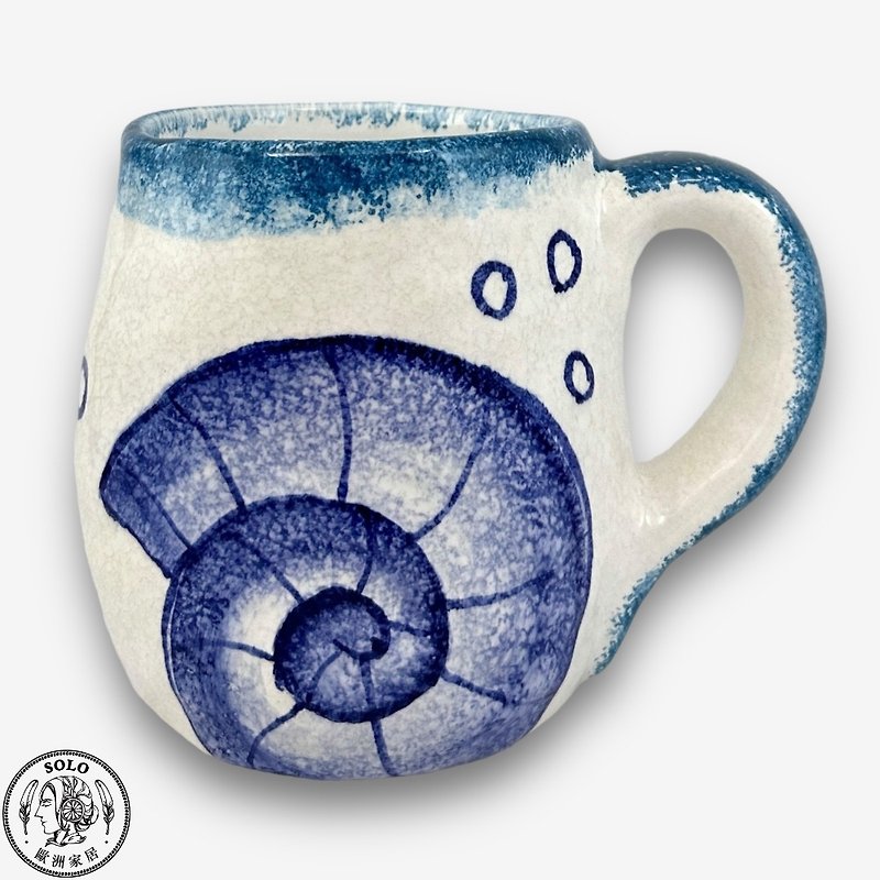 Italian Handmade Pottery-MD Mediterranean Mug 500ml - แก้วมัค/แก้วกาแฟ - ดินเผา สีน้ำเงิน
