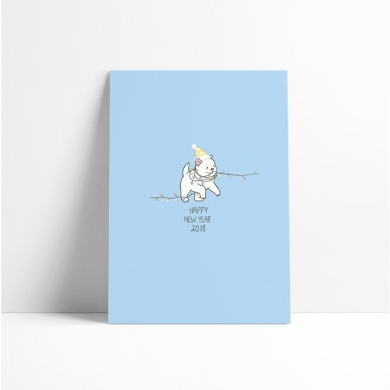 Happy Dog 2018 New year greeting card. - Cards & Postcards - Paper Blue