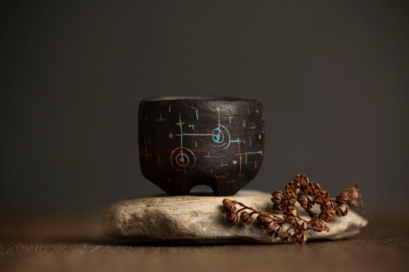 豆盆栽系列∣黑色星空手捏盆、手工陶盆、山野草、蕨類、微景觀 - 盆栽/植栽 - 陶 黑色
