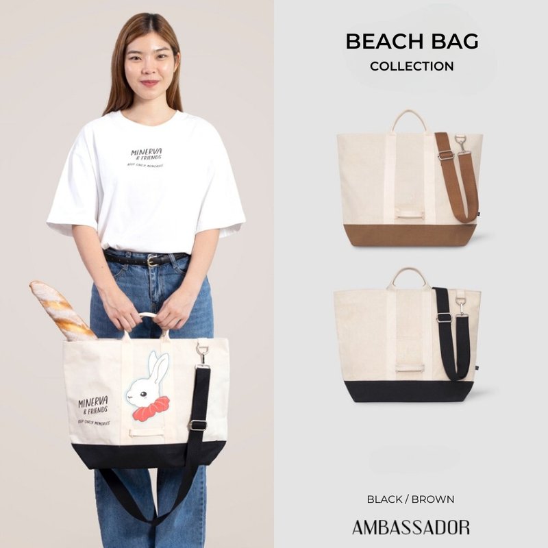 ABDSTORE l Beach bag TOTE BAG canvas bag by AMBASSADOR - 手提包/手提袋 - 亞麻 白色