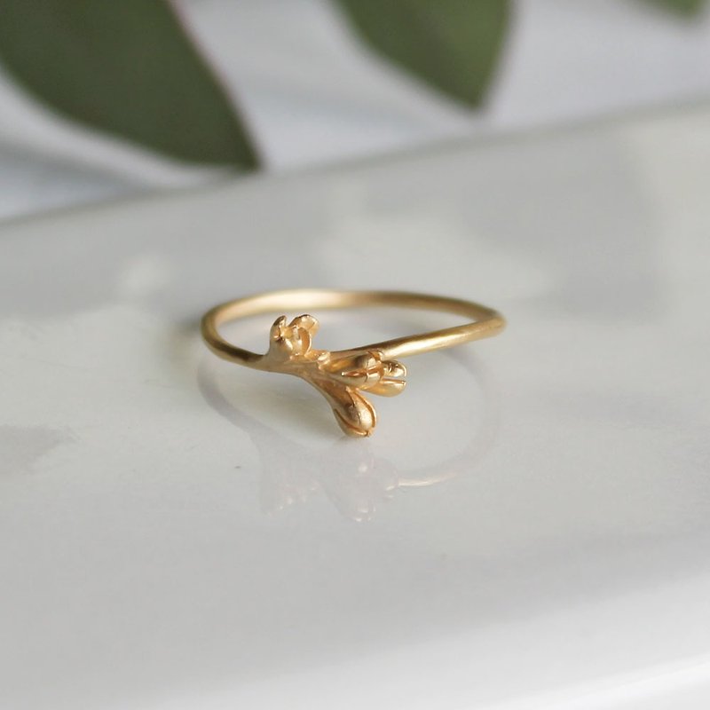 Olive flower ring - แหวนทั่วไป - เงินแท้ สีทอง