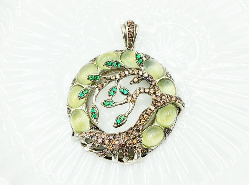 葡萄石許願樹墜飾 - 項鍊 - 半寶石 綠色