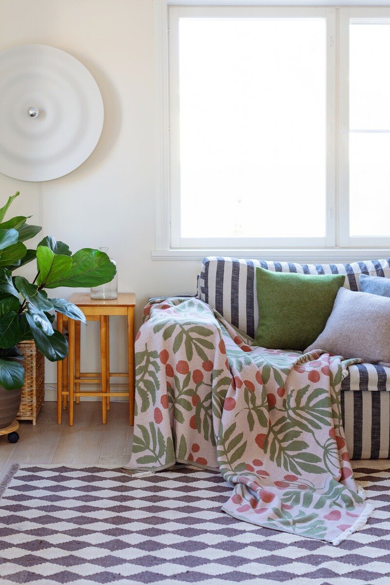 PIHAPUU コットンブランケット（シナモンレッドフルーツ） - 毛布・かけ布団 - ウール レッド